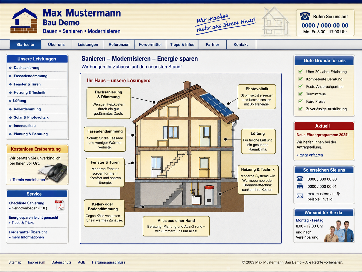 Beispiel-Vorher: statische Website ohne erlebbare Tiefe oder Bewegung