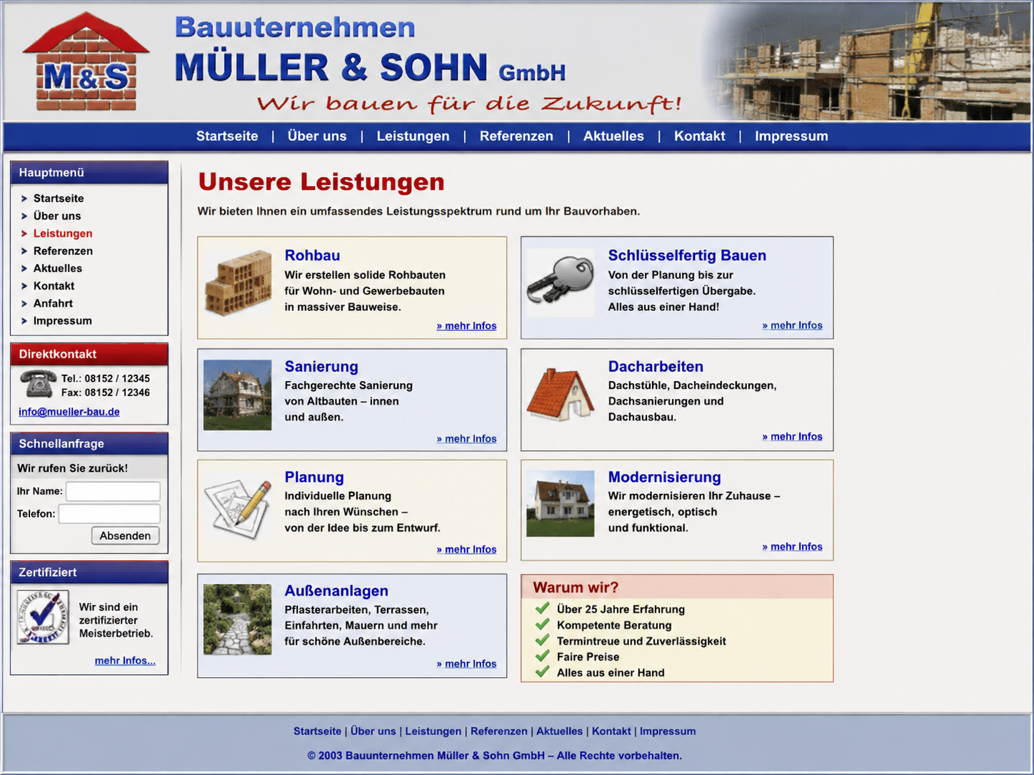 Beispiel-Vorher: schwacher erster Eindruck, kein klarer Markenauftritt