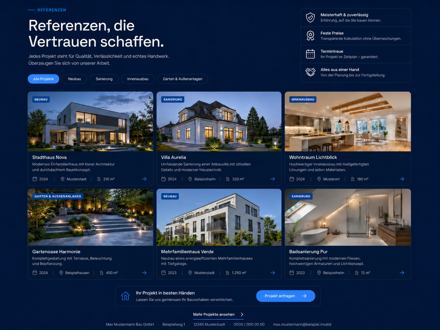 Beispiel-Nachher: aufgeräumtes Portfolio mit klarer Darstellung der Arbeiten